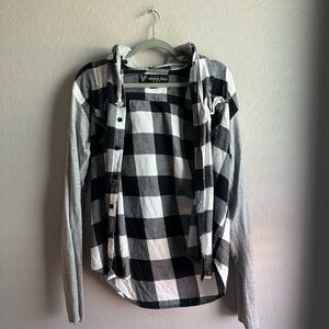 Simply Styled Black and White Plaid Shirt